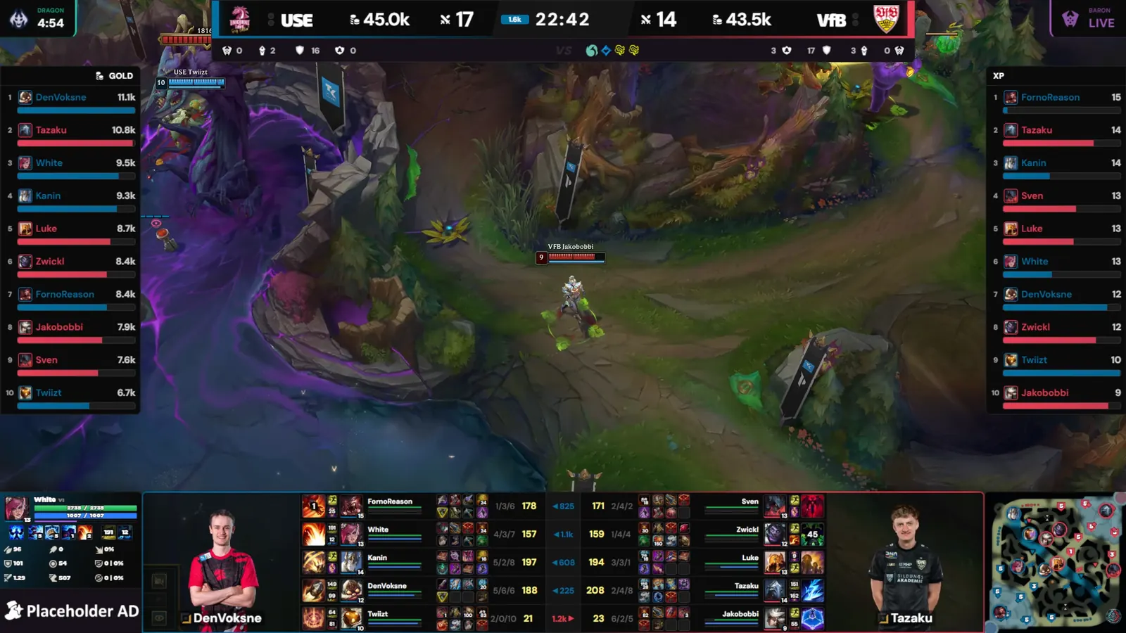 RiftBroadcast-Gamesense-Overlays über einer laufenden League-of-Legends-Partie